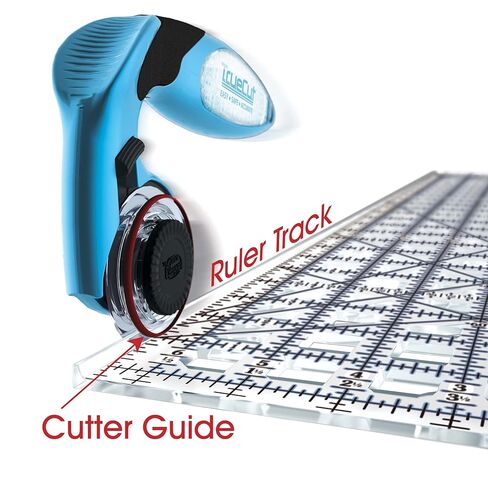 TrueCut Quilting Ruler & Rotary Cutter Bundle | 5 Quilting Rulers | 45mm My Comfort Rotary Cutter | 6.5"x12.5", 3"x18", 6.5"x6.5", 9.5"x9.5", 12.5"x12.5" Rulers in Saudi Arabia