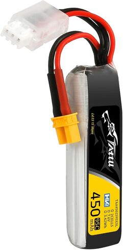 TATTU 450mAh 2S1P 95C 7.6V حزمة بطارية ليبو عالية الجهد مع قابس XT30 - حزمة طويلة (1 قطعة) in Kuwait
