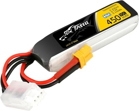 TATTU 450mAh 2S1P 95C 7.6V حزمة بطارية ليبو عالية الجهد مع قابس XT30 - حزمة طويلة (1 قطعة) in Kuwait