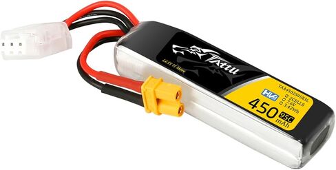 TATTU 450mAh 2S1P 95C 7.6V حزمة بطارية ليبو عالية الجهد مع قابس XT30 - حزمة طويلة (1 قطعة) in Kuwait
