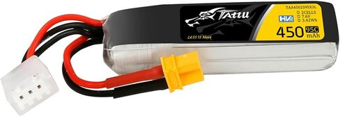 TATTU 450mAh 2S1P 95C 7.6V حزمة بطارية ليبو عالية الجهد مع قابس XT30 - حزمة طويلة (1 قطعة) in Kuwait
