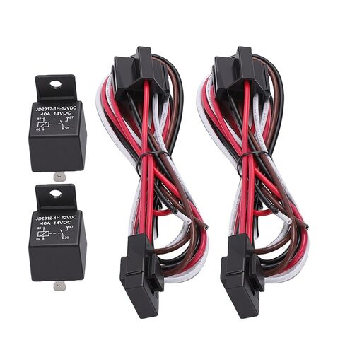 WALFRONT Dual Electric Fan Relay Kit, 40A Relay 3/8 Inch Thermostat Switch 20A Cooling Fan Wiring Kit, with Water Proof Holder, for 10 12 14 16 Inch Fans Trucks Cars Boats in Kuwait