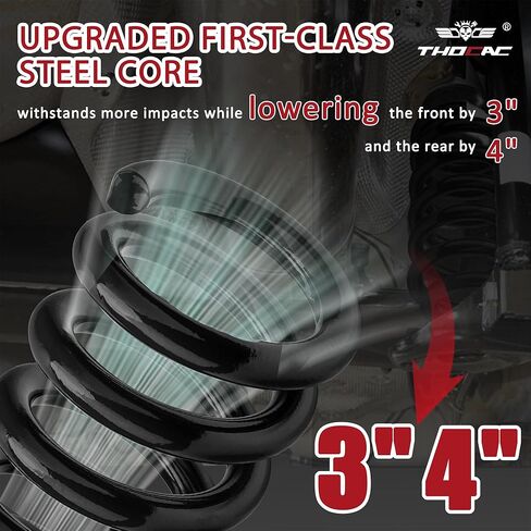 طقم خفض زنبركي لملف السقوط عالي التحمل 3 بوصات أمامية و4 بوصات خلفية لـ 1982-2004 Chevy S10/Blazer & GMC Sonoma/Jimmy 2WD V6 مع مسامير على شكل حرف U (أسود) in Kuwait