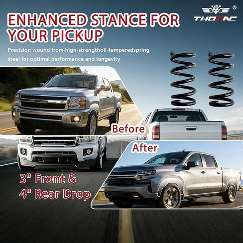 طقم خفض زنبركي لملف السقوط عالي التحمل 3 بوصات أمامية و4 بوصات خلفية لـ 1982-2004 Chevy S10/Blazer & GMC Sonoma/Jimmy 2WD V6 مع مسامير على شكل حرف U (أسود) in Kuwait