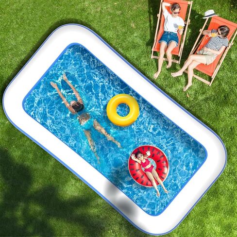 Large Inflatable Pool for Adults Kids, 130" X 72" X 22" Blow-up Pools Inflatable Swimming Pool with Pump, 2026 Oversized Thickened Family Inflatable Kiddie Pool for Backyard Garden Summer Outdoor in Kuwait