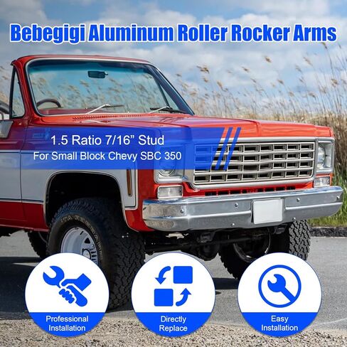 1.5 Ratio 7/16" Aluminum Alloy Roller Rocker Arms for Small Block Chevy SBC 350, Red in Kuwait