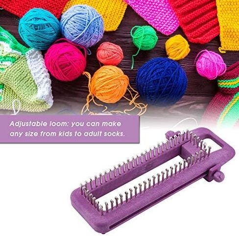 Adjustable Sock Knitting Loom Kit, Reusable DIY Sock Loom for Knitting Socks, One Size Fits Kids to Adult Up to Size 42, Purple by POCREATION in Kuwait