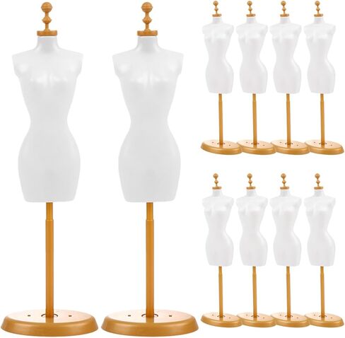 EXCEART 10pcs Mini Dress Form for Doll Clothes Display, Mannequin Stand for Doll Dress Sewing & Jewelry, Miniature Dollhouse Mannequin Accessories in Kuwait