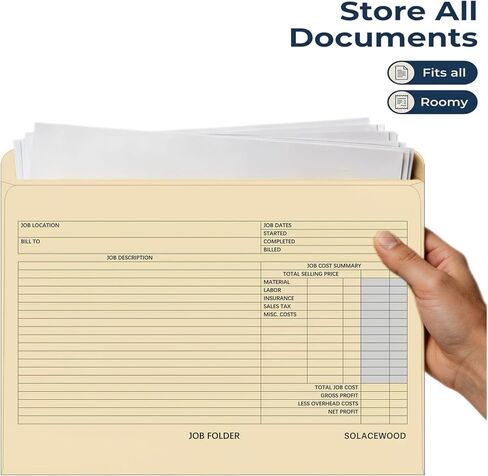 Project Folders 9.85" x 12.8" 10-Pack - Heavy Duty Manila Work Folders for Small Business Essentials, Office & Construction Job Organization in Kuwait