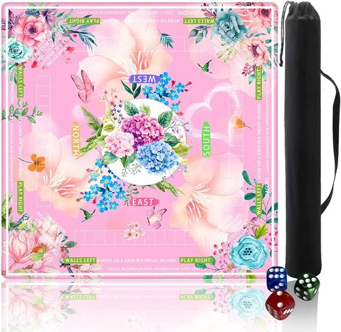 Pittera Mahjong mat for Table with Drawstring Bag/31.5Inch/American Mahjong Table Cloth with Rules mats， Noise Reduction Anti-Slip for Game/Poker/Board Games/Card Games/Dominoes (Green) in Saudi Arabia