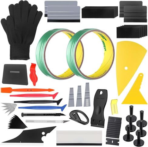 Boao 65 Pcs Car Vinyl Wrap Applicator Tool Kit Car Wrapping Tools Window Tint Tools with Gloves Vinyl Wrap Magnetic Holder for Window Wrapping Tinting in Kuwait