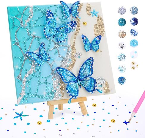 Ovveroche Arts and Crafts for Kids Age 8-12, Butterfly Diamond Art Kit with Stand,6 7 8 9 10 11 Year Old Girls Birthday Gift Purple 3D DIY Big Gem Dots Painting for Teen Adult Beginner Home Wall Decor in Saudi Arabia