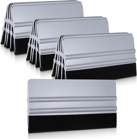 15 Pack Plastic Vinyl Squeegee, 6 Inch Felt Edge Squeegee for Tint Film Decal, Vinyl Wrap Installation Wallpaper Smooth Tool, Vinyls Scraper Decal Applicator Tool, with 15 Pcs Black Felt Fabric in Kuwait