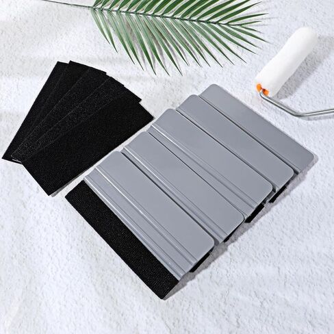 15 Pack Plastic Vinyl Squeegee, 6 Inch Felt Edge Squeegee for Tint Film Decal, Vinyl Wrap Installation Wallpaper Smooth Tool, Vinyls Scraper Decal Applicator Tool, with 15 Pcs Black Felt Fabric in Kuwait