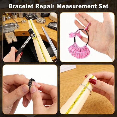 Bracelet Mandrel Sizer Set, Ring Sizer Measuring Tools with Rubber Hammer, Graduated Round Mandrels with Bracelet Rod, Ring Mandrel Sizering Tools Jewelry Tool(Size:DIY & Jewelry Makers) in Kuwait