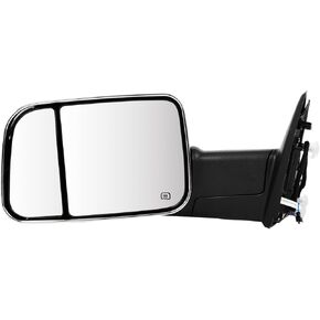 ROADFAR Tow Mirrors fits for Dodge for Ram 1500/2500/3500 2009-2017 Driver & Passenger Side Power Adjusted Heated Turn Signal Light Puddle Light with Chorme Cap Housing Manual Folding and Flip Up in Saudi Arabia