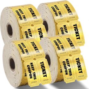 4000 Raffle Tickets, 4 Rolls Gold Metallic Foil Tickets for Events, Carnivals, Classroom Rewards, Door Prizes – Double Roll Golden Raffle Tickets in Saudi Arabia