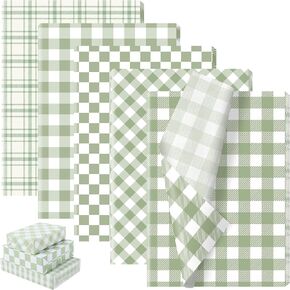 100 ورقة مناديل ورقية منقوشة بنقش الجاموس الأخضر المريمية، 5 أنماط من أنماط الشبكة الخضراء لمستلزمات حفلات الربيع وعيد الميلاد وحفلات استقبال المولود الجديد، 13.8 × 19.7 بوصة in Kuwait