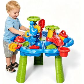 3 in 1 Water Table for Toddlers 1-3 Years, Kids Summer Activity Sensory Play Outdoor Beach Backyard Sand Water Table Toys for Toddlers 18M+, Birthday Gift Toys for Boys Girls in Kuwait