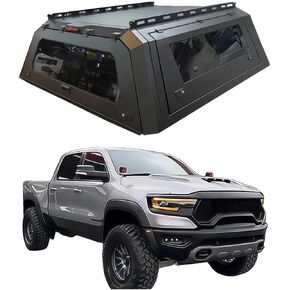 Truck Topper Compatible with Ram 1500 TRX 2021–2024 5'7 Bed, Lockable Hardtop Camper Shell w/Gullwing Doors, Rear Tent & Interior Light, No-Drill Bed Cap Pickup Canopy(Decor) in Kuwait