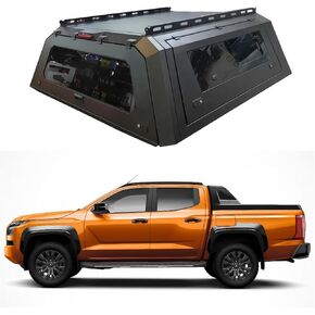 Truck Topper Compatible with Mitsubishi L200 2024+, Lockable Hardtop Camper Shell w/Gullwing Doors, Rear Tent & Interior Light, No-Drill Bed Cap Pickup Canopy(6ftDecor) in Kuwait