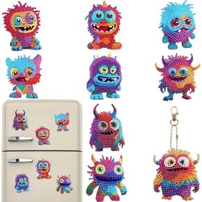Bulerrylulu 9 Pcs Diamond Painting Magnets Kits Cat Fridge Magnet Stickers Diamond Art Painting Keychains Gem Painting kit for Beginners Adults DIY Art Craft Gifts Home Decors (cat) in Saudi Arabia