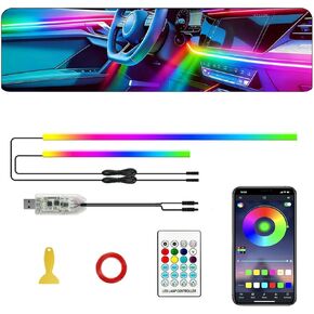 أضواء شريط LED داخلية للسيارة، مصابيح LED أكريليك للسيارة مع مطاردة ديناميكية Dreamcolor، 10 في 1 175 بوصة 593 LED مجموعات الإضاءة المحيطة تطبيق مزامنة الموسيقى اللاسلكي والتحكم عن بعد in Kuwait