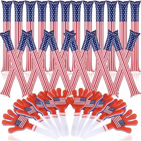 24 Sets Noisemakers Kit National 24 PCS Inflatable Thunder Sticks 24pcs Hand Clappers Flag Cheering Set for Sports Event Party (Brazil) in Kuwait