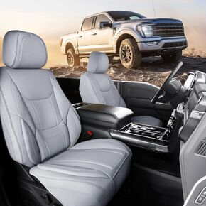 Coverland Custom Fit Car Seat Covers for Truck Compatible with [Ford F150, F150 Lightning, F250 F350 F450 Super Duty] Premium Leather Non-Slip Interior Protector [Full set Dark Brown - Size Chart X85] in Kuwait
