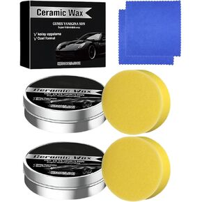 Ceramic Wax Cream for Cars, Strong Protection Car Coating Polishing Wax, Auto Car Scratch Repair Remover Paste with Sponge(2Pcs) in Kuwait