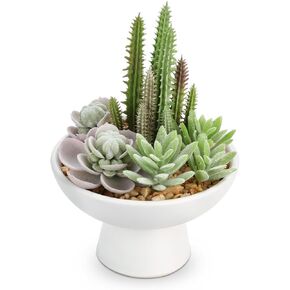 Succulents Plant Artificial for Home Decor, 6" Potted Fake Succulents Set of 2, Small Faux Succulent Planters In Ceramic Pots, Modern Artificial Plants Indoor Outdoor for Desk, Shelf, Office Decor in Kuwait
