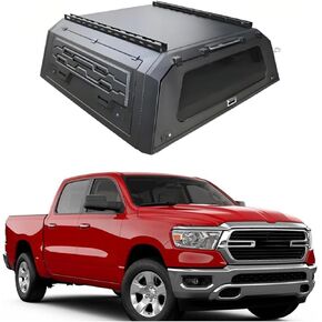 Truck Topper Compatible with Dodge Ram 1500 Classic 2009–2024, Lockable Hardtop Camper Shell w/Gullwing Doors, Rear Tent & Interior Light, No-Drill Bed Cap Pickup Canopy(6.4ftPlain) in Kuwait