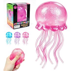 Jellyfish Squeeze Toy,2.16inch Jellyfish Squishy Malt Sugar Balls Filled Squishy Sensory Fidget Toy,Ultra Soft Moldable Slow Rise Stress Relief Toy for Adults Anxiety Relief(Pink) in Kuwait