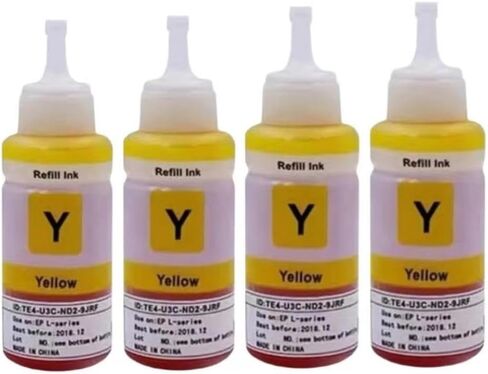Dye Ink Compatible with L100 L110 L120 L132 L210 L222 L300 L312 L355 L350 L362 L366 L550 L555 L566 L220 L565 L365 L805 4 X 70ML(4 M) in Saudi Arabia