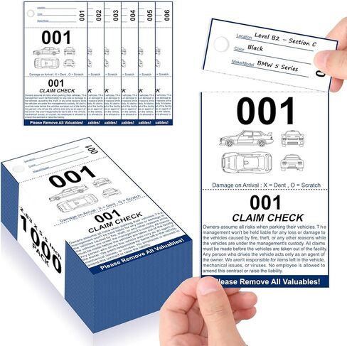 500 ورقة 3 أجزاء تذاكر صف السيارات 500 عدد (000-999) علامات خادم الأرقام مكان تذاكر صف السيارات المطالبة بالتحقق من تذكرة كعب المفتاح 2.83 × 5.5 بوصة لمجموعة الأعمال المؤقتة للسيارة، ورق مطلي بوزن 230 جرامًا للمتر المربع in Kuwait