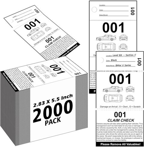 500 ورقة 3 أجزاء تذاكر صف السيارات 500 عدد (000-999) علامات خادم الأرقام مكان تذاكر صف السيارات المطالبة بالتحقق من تذكرة كعب المفتاح 2.83 × 5.5 بوصة لمجموعة الأعمال المؤقتة للسيارة، ورق مطلي بوزن 230 جرامًا للمتر المربع in Kuwait