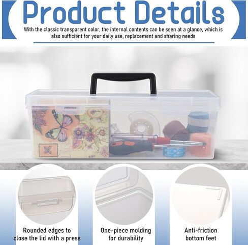 2 Sizes Paint Storage Boxes, Portable Long Paint Brush Case with Handle, 20 Bottles Capacity Plastic Art Organizer Craft Box, Clear Empty Painting Tool Containers (2 Pcs) in Kuwait