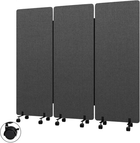 72" X 66" Office Partitions, 3 Panel Sound Proof Dividers for Office Partition, Room Divider Privacy Panel with Wheels, Portable Temporary Wall, freestandings Room Partitions for Offices and Study in Saudi Arabia