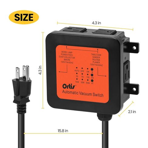 2026 New! Automatic Vacuum Switch - Ortis Dust Control Autoswitch for 3 Power Tools, Delay Vacuum On/Off to Prevent Circuit Overload and Tripping, Adjustable Actuation Threshold, Orange Red in Kuwait