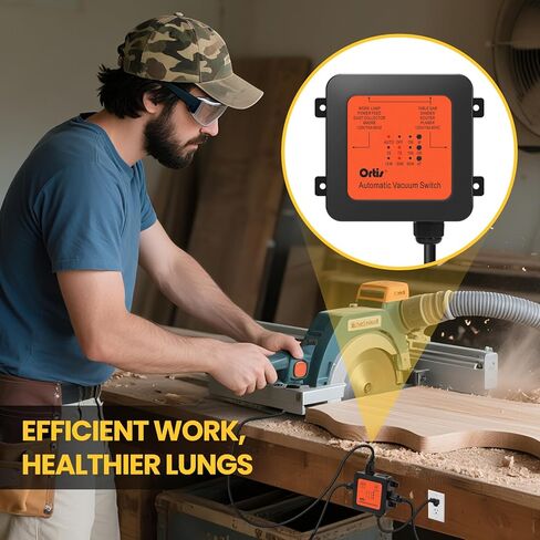 2026 New! Automatic Vacuum Switch - Ortis Dust Control Autoswitch for 3 Power Tools, Delay Vacuum On/Off to Prevent Circuit Overload and Tripping, Adjustable Actuation Threshold, Orange Red in Kuwait