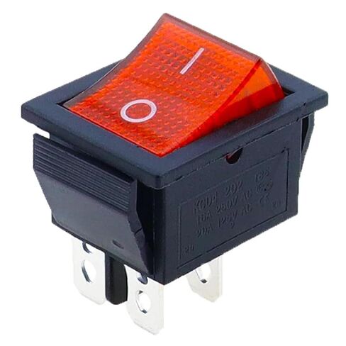 KCD4-20 Rocker Switch, Red LED Illuminated, 4 Pin ON/Off Toggle, 20A 250V, 5 Pack in Kuwait