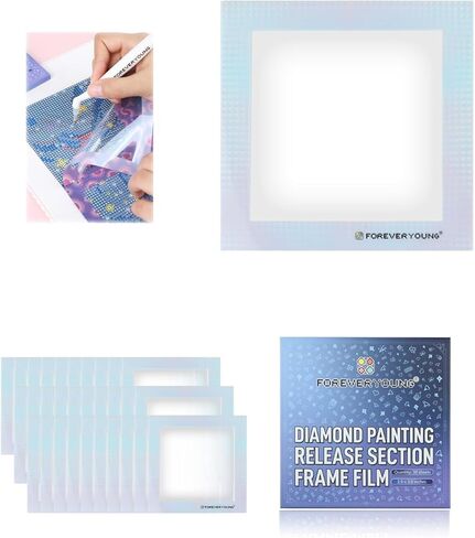 Foreveryoung Reusable Diamond Art Release Section Frame Film, 30 PCS Non-Stick Release Paper for Diamond Painting Lovers, 10 × 10 cm Diamond Art Accessories and Tools for Sectioning, Gradient Rainbow in Kuwait