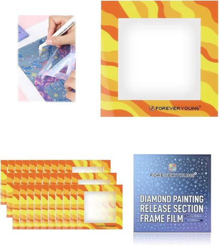 Foreveryoung Reusable Diamond Art Release Section Frame Film, 30 PCS Non-Stick Release Paper for Diamond Painting Lovers, 10 × 10 cm Diamond Art Accessories and Tools for Sectioning, Gradient Rainbow in Kuwait