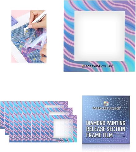 Foreveryoung Reusable Diamond Art Release Section Frame Film, 30 PCS Non-Stick Release Paper for Diamond Painting Lovers, 10 × 10 cm Diamond Art Accessories and Tools for Sectioning, Gradient Rainbow in Kuwait
