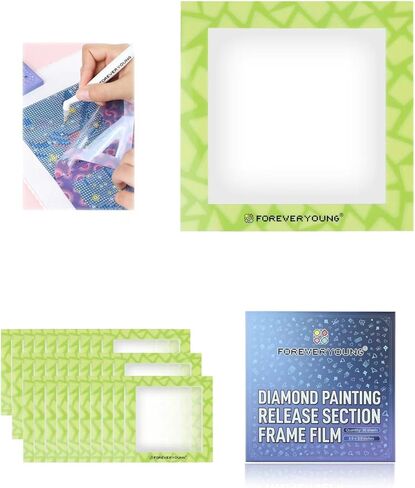 Foreveryoung Reusable Diamond Art Release Section Frame Film, 30 PCS Non-Stick Release Paper for Diamond Painting Lovers, 10 × 10 cm Diamond Art Accessories and Tools for Sectioning, Gradient Rainbow in Kuwait