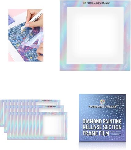Foreveryoung Reusable Diamond Art Release Section Frame Film, 30 PCS Non-Stick Release Paper for Diamond Painting Lovers, 10 × 10 cm Diamond Art Accessories and Tools for Sectioning, Gradient Rainbow in Kuwait