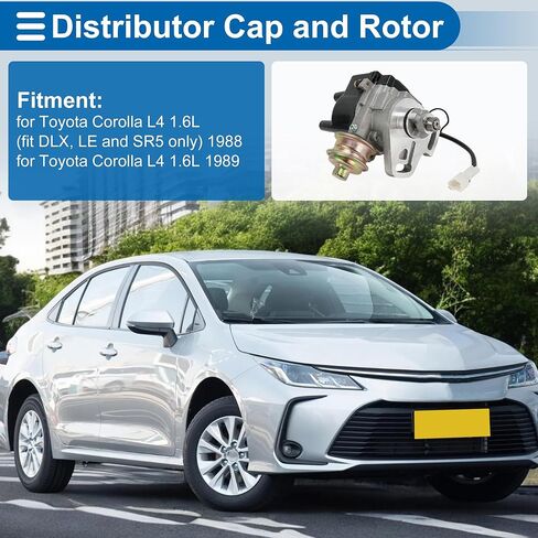 Ignition Distributor Assembly for Toyota Corolla L4 1.6L (fit DLX, LE and SR5 Only) 1988 Distributor Cap and Rotor Kit No.31767/84767 1 Pc in Kuwait