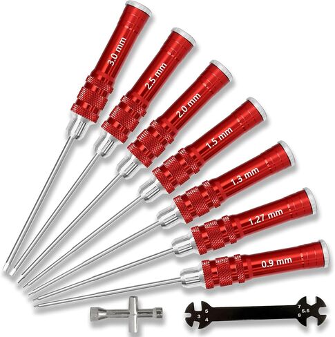 7-Piece Titanium-Coated Hex Bit Set - 0.9,1.27,1.3,1.5,2.0,2.5,3.0mm - Titanium-Coated Precision Bits - Replacement Hex Driver Bits for RC Tool Kit - Compatible with 3mm & 3.5mm Hex Handles in Kuwait