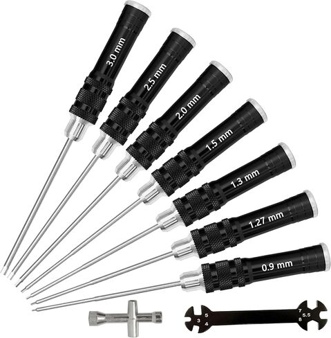 7-Piece Titanium-Coated Hex Bit Set - 0.9,1.27,1.3,1.5,2.0,2.5,3.0mm - Titanium-Coated Precision Bits - Replacement Hex Driver Bits for RC Tool Kit - Compatible with 3mm & 3.5mm Hex Handles in Saudi Arabia