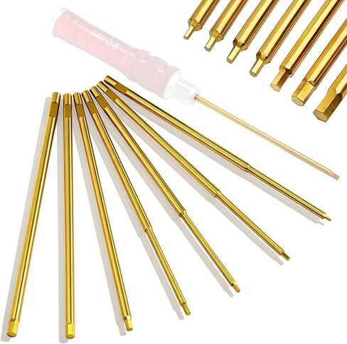 7-Piece Titanium-Coated Hex Bit Set - 0.9,1.27,1.3,1.5,2.0,2.5,3.0mm - Titanium-Coated Precision Bits - Replacement Hex Driver Bits for RC Tool Kit - Compatible with 3mm & 3.5mm Hex Handles in Saudi Arabia